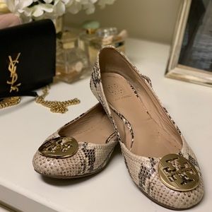 Tory Burch snakeskins reva ballet flats